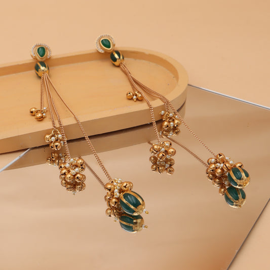Aurelle Cascade Emerald Long Earrings