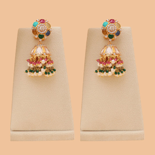Saanjh Navratan Jhumka Earrings