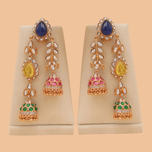 Ishira Kundan Double Jhumkas