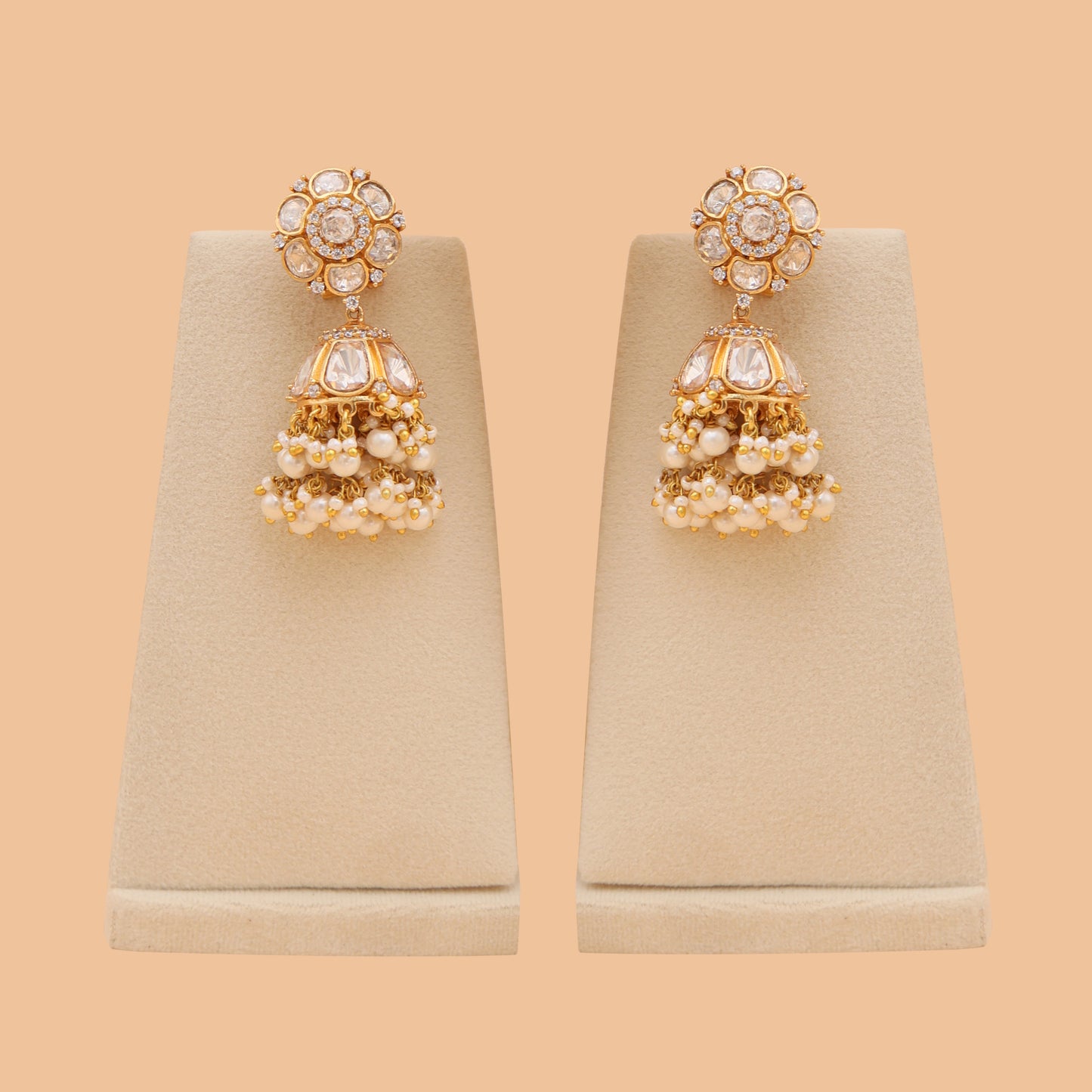 Ivory Noor Pearl Jhumkas