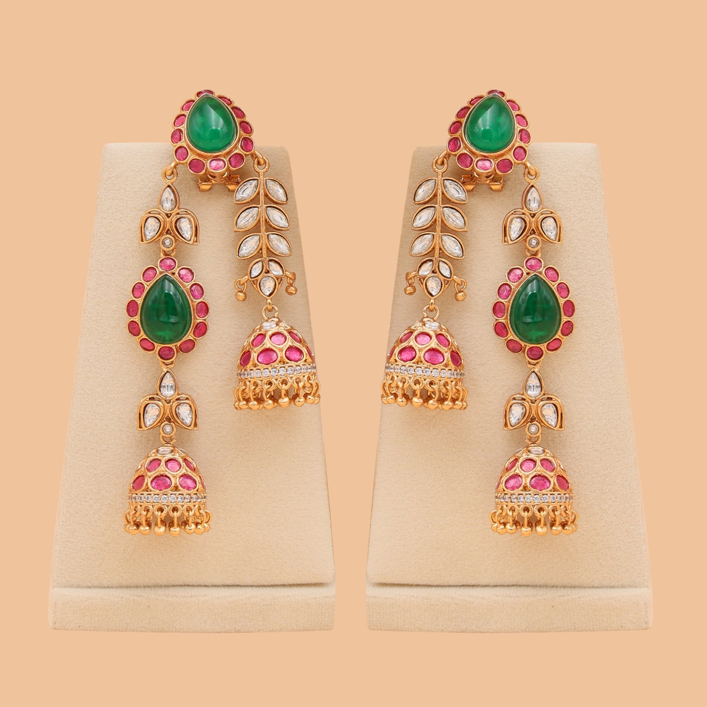 Ishira Kundan Double Jhumkas