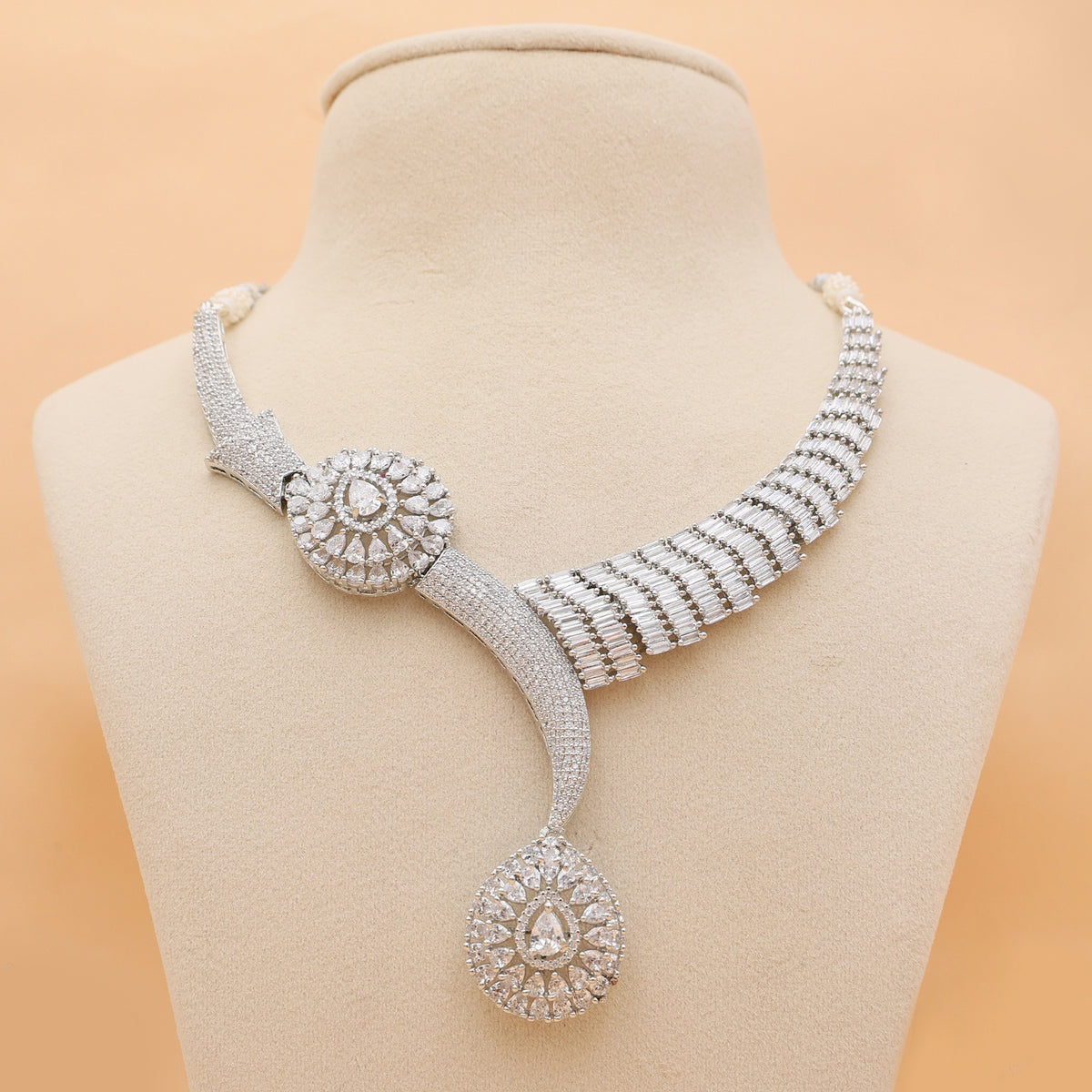 Luminous Orbit American Diamond Necklace & Earrings Set