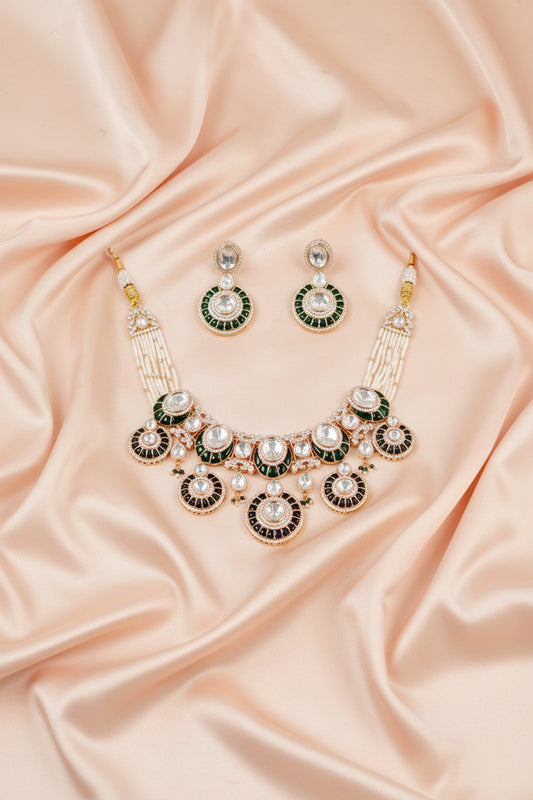 Green Zohra Kundan Necklace Set