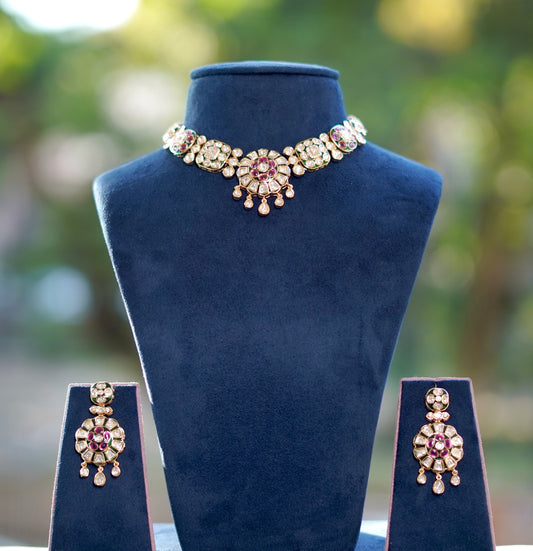 Gold Kamalika Charm Kundan Jewellery Set