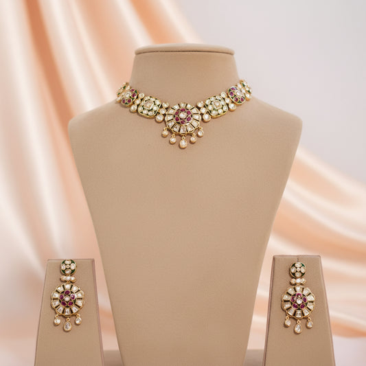 Gold Kamalika Charm Kundan Jewellery Set
