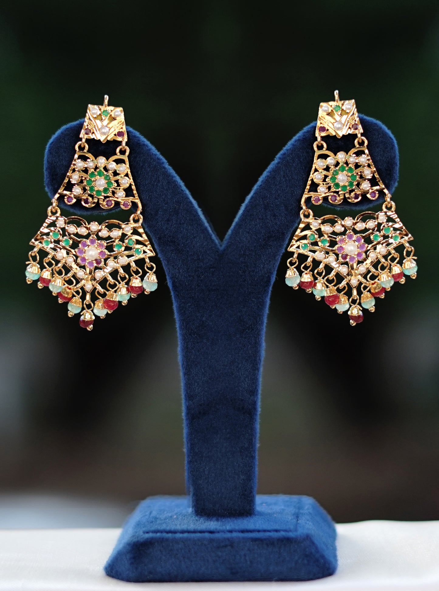 Multicoloured Mughal Jadau Necklace Set