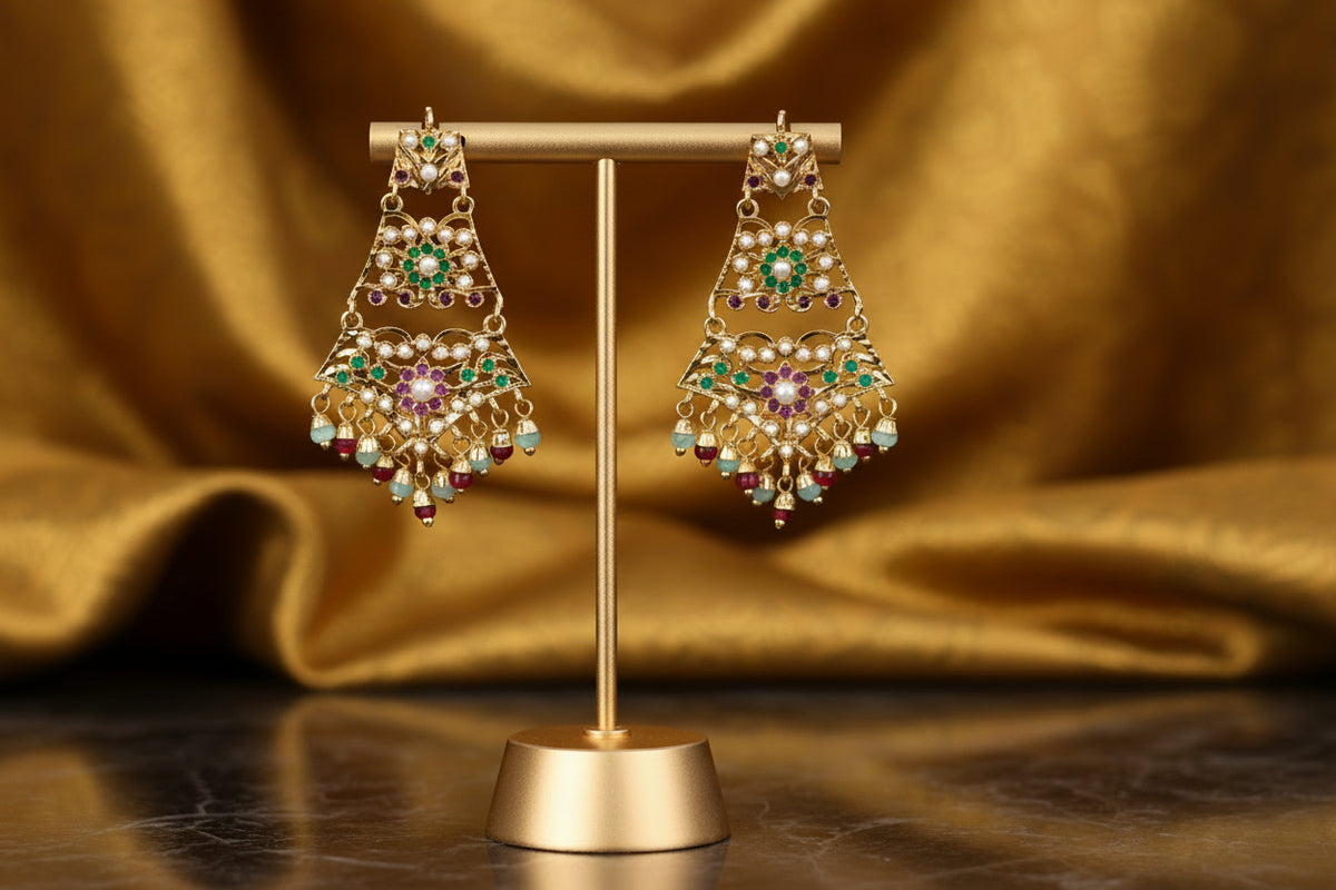 Multicoloured Mughal Jadau Necklace Set