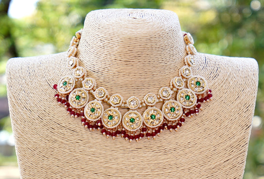 White Sitara Medallion Choker Set
