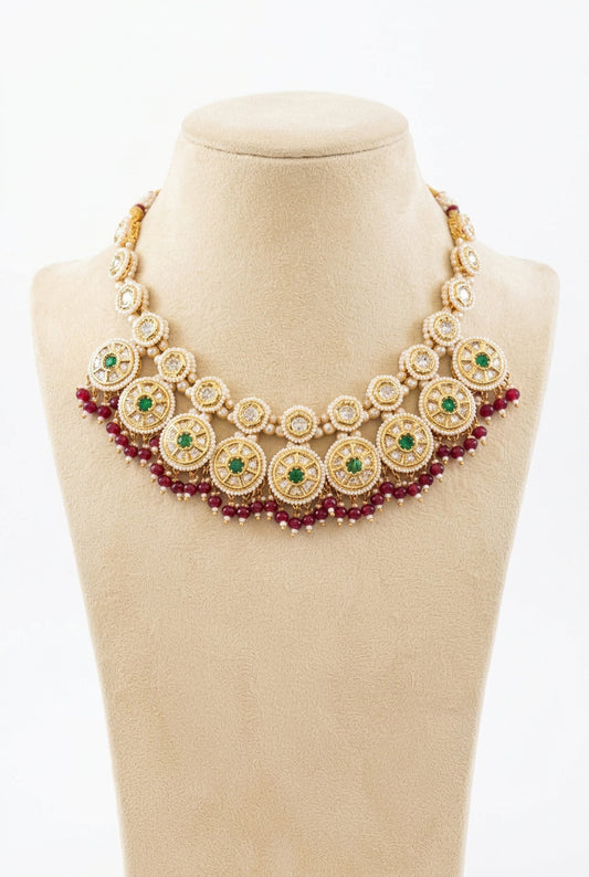 White Sitara Medallion Choker Set
