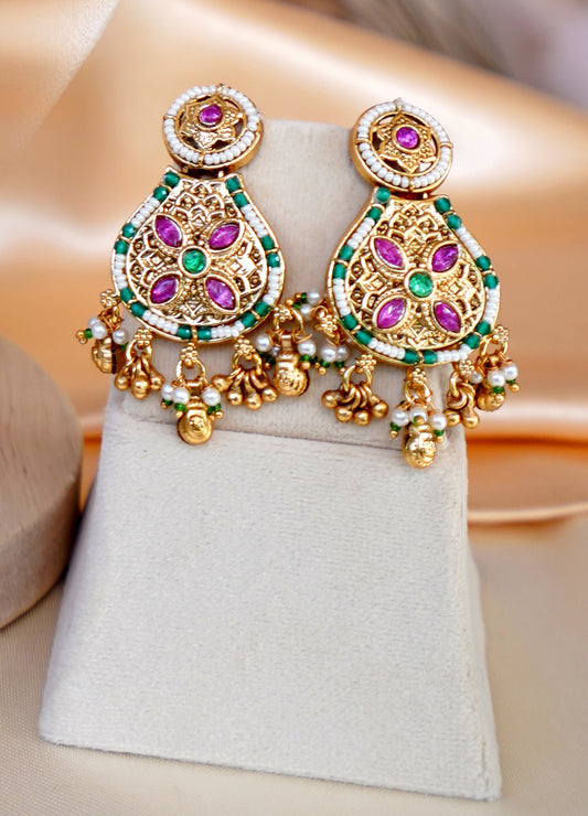 Green Gulzar Temple Jewellery Set