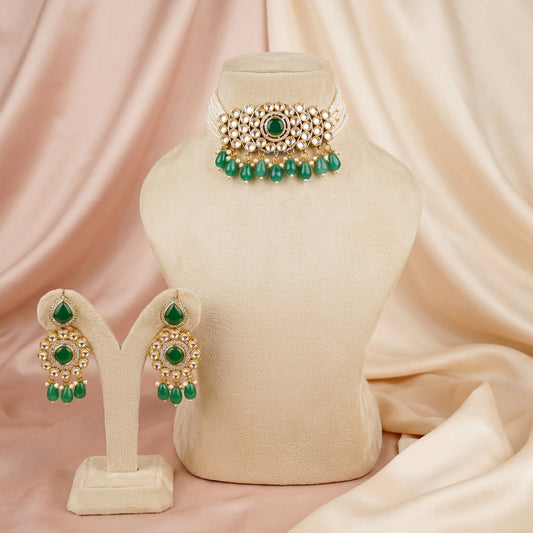 Emerald Zehra Green Choker Set