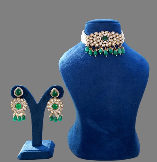 Emerald Zehra Green Choker Set