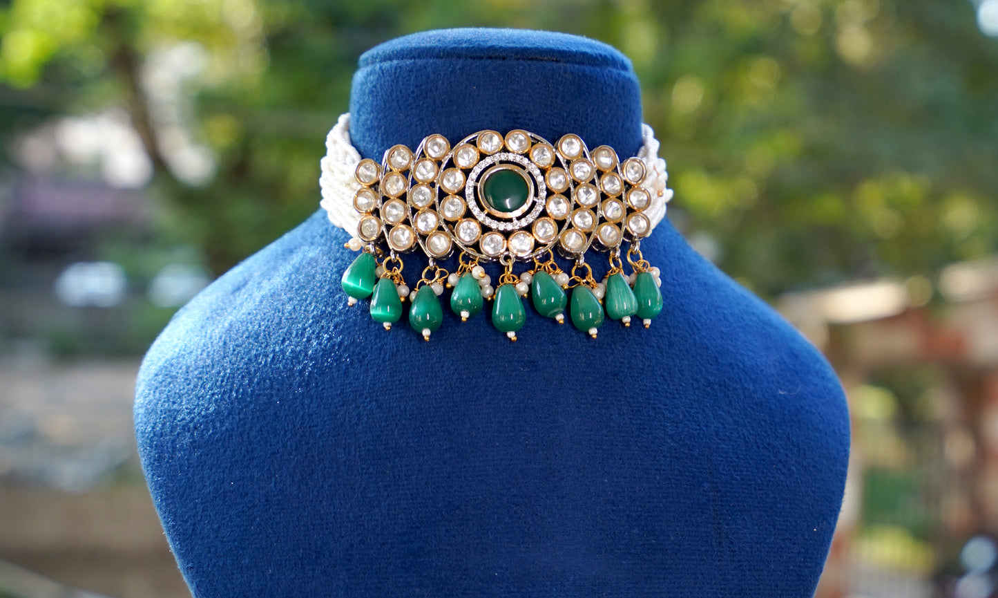 Emerald Zehra Green Choker Set