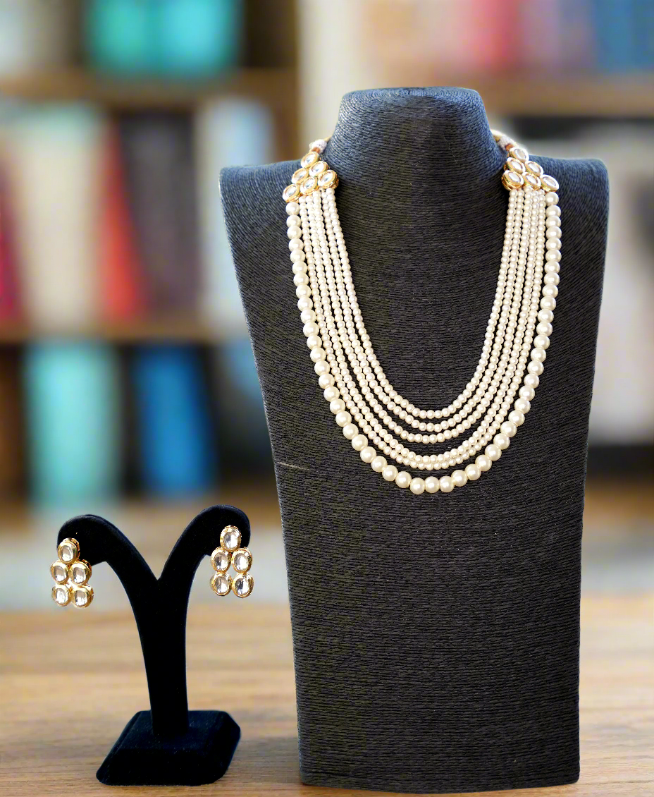Ivory Radiance Layered Pearl Jewellery Set