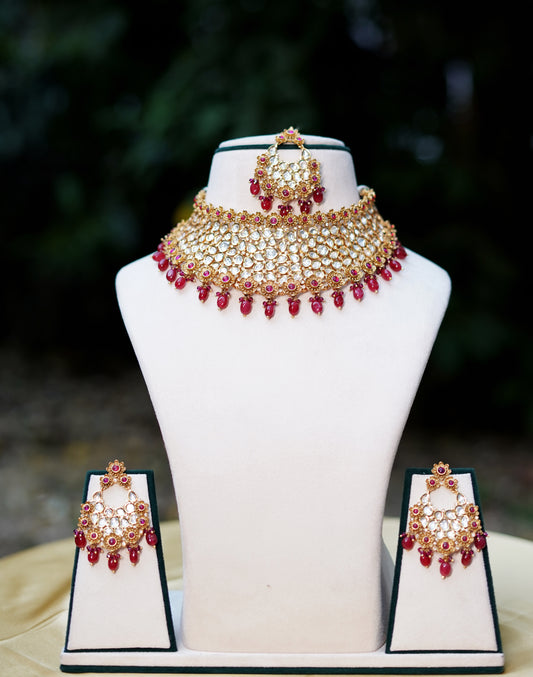 Ruby Red Ruhani Rubra Choker Jewellery Set