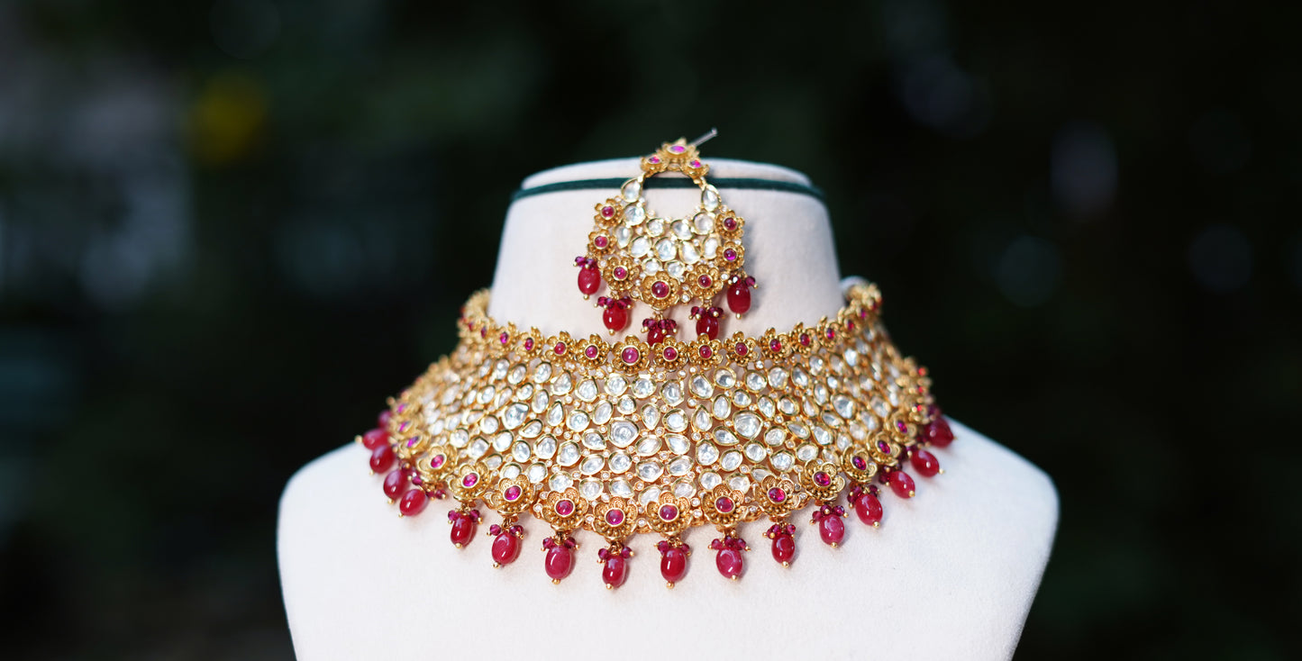 Ruby Red Ruhani Rubra Choker Jewellery Set