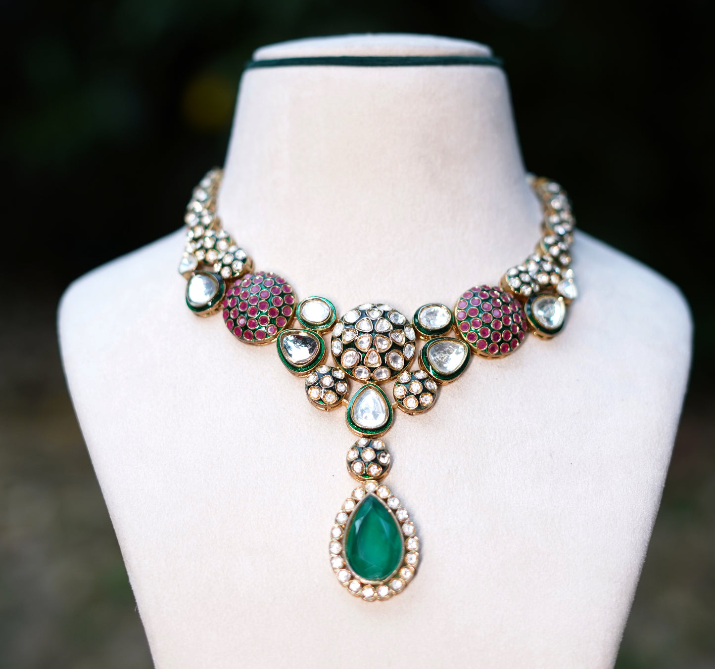 Green Emerald Empress Kundan Jewellery Set