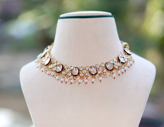 Rose Gold Nazakat Kundan Jewellery Set
