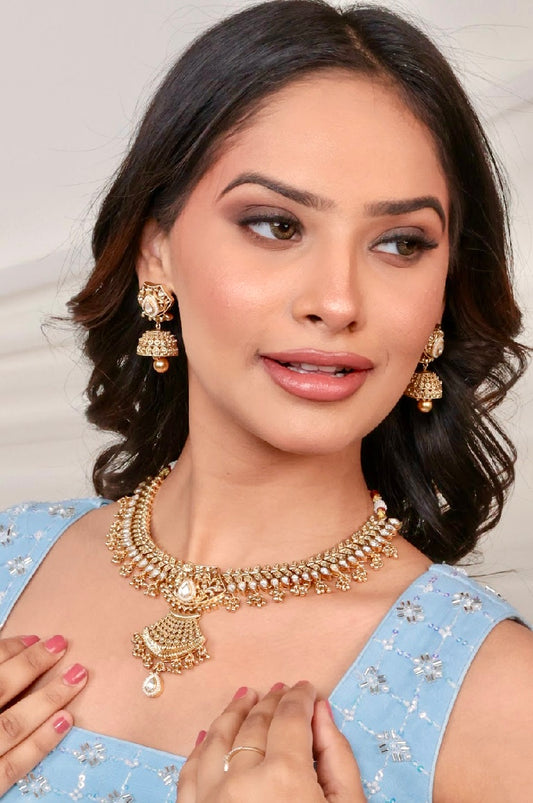 Golden Sharvya Kundan Jewellery Set