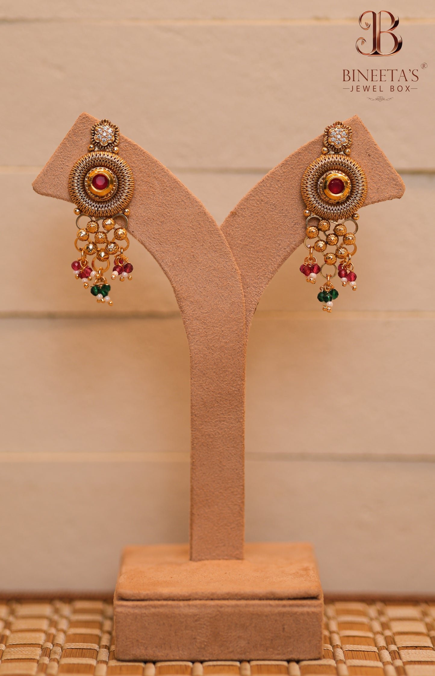 Rajdeep Golden Ruby Necklace Set