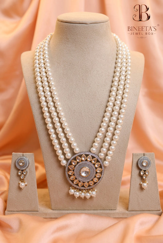 Ivory Kundan Pearl Jewellery Set