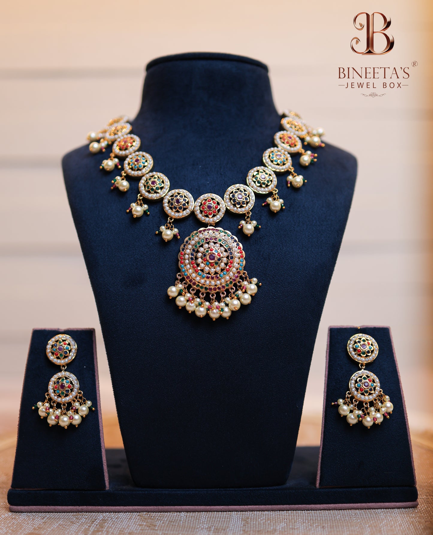 Chandrika Mandala Navratan Jewellery Set