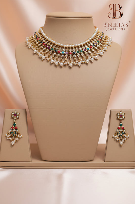 Nayra Navratan Necklace Set