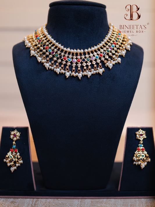 Nayra Navratan Necklace Set