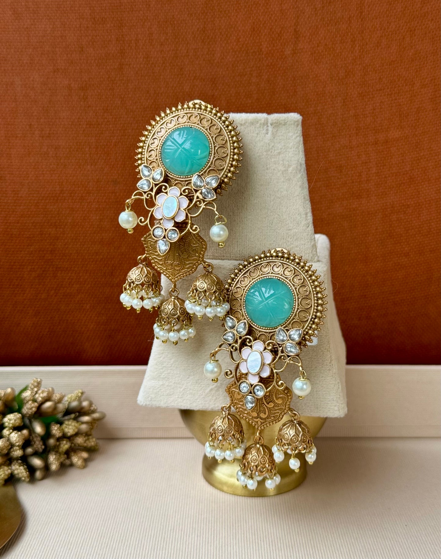 Mint Kundan Earrings