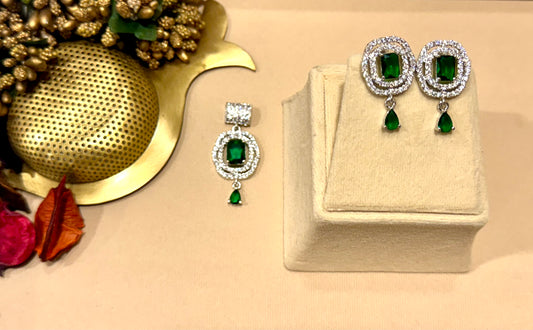 Emerald Halo Pendant Set
