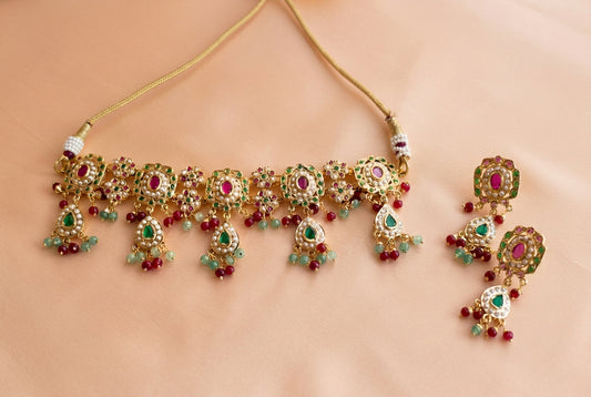 Multicoloured Rangratan Jadau Choker Set