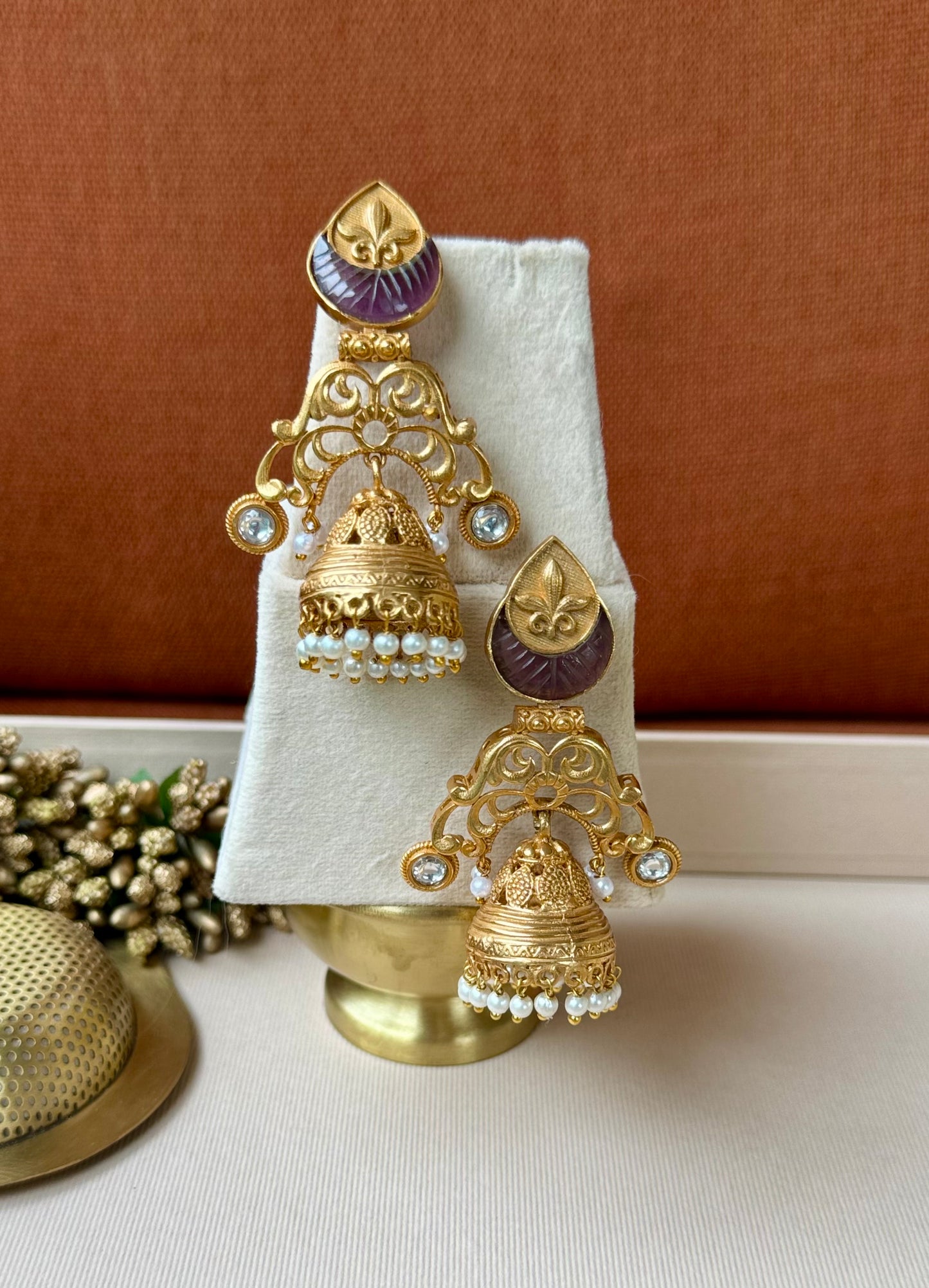 Amethyst Fleur Jhumkas