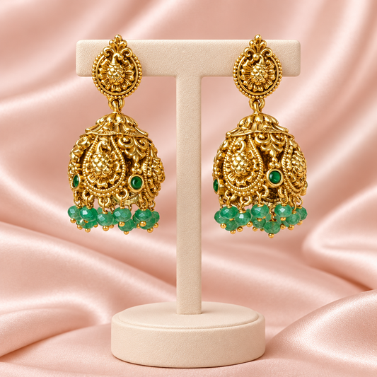 Amayra Green Nakshi Jhumkas
