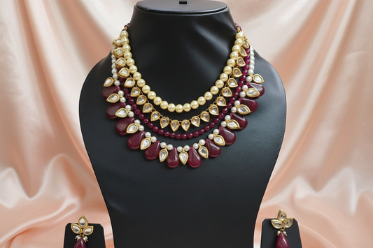 Regal Ruby Cascade Necklace Set