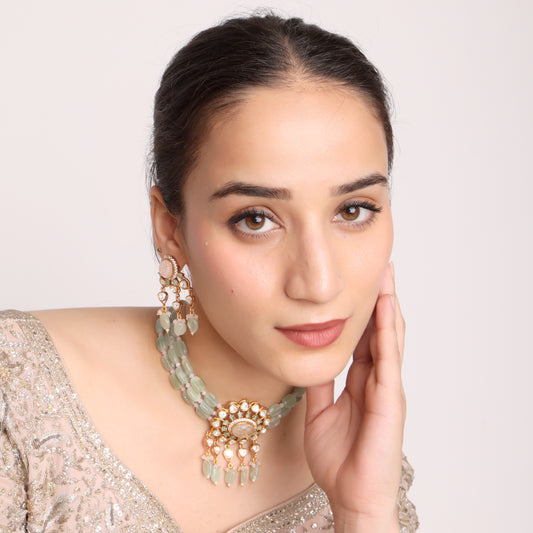 Mint Green Kundan Choker Set