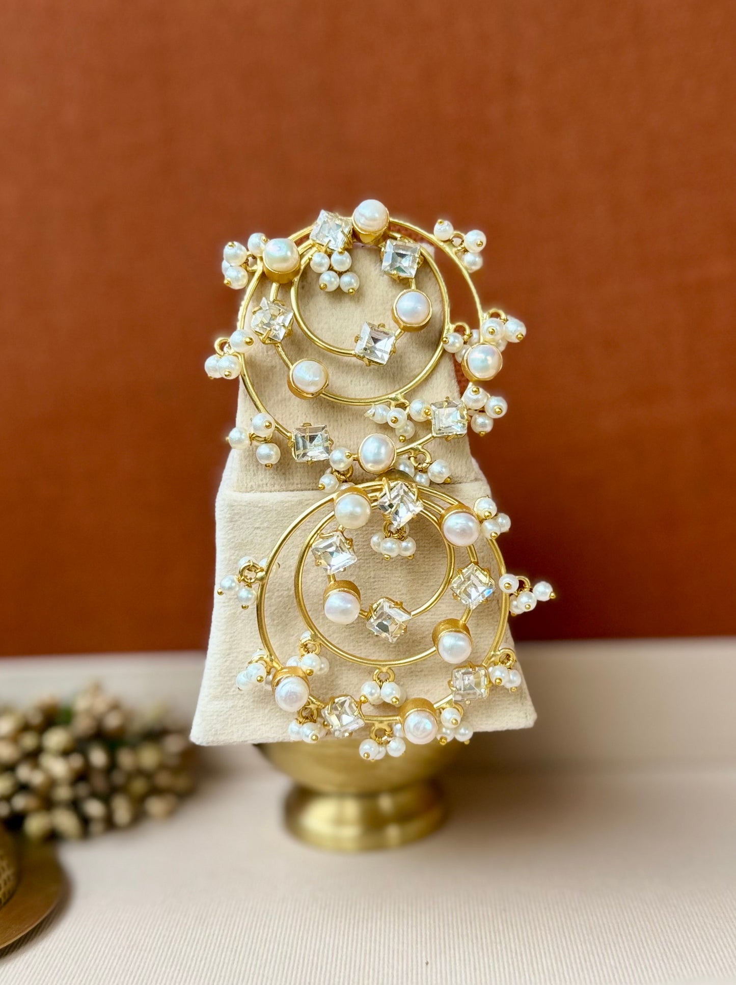 Elira Pearl Crystal Hoops