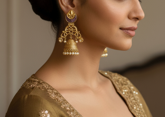 Amethyst Fleur Jhumkas