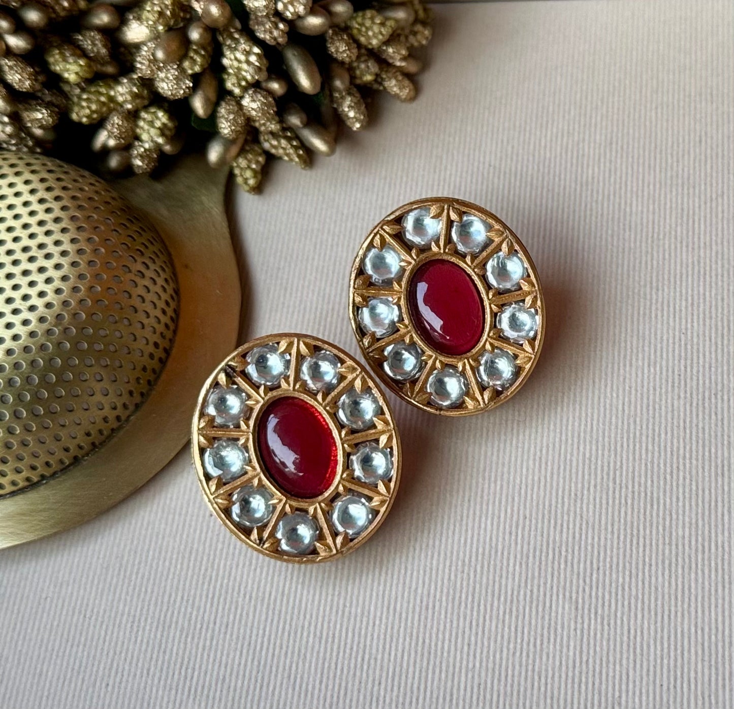 Navya Ruby Polki Studs