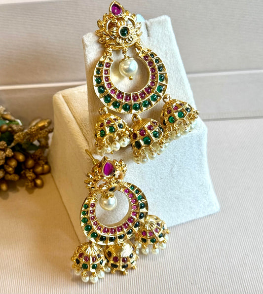 Raga Ruby Emerald Jhumkas