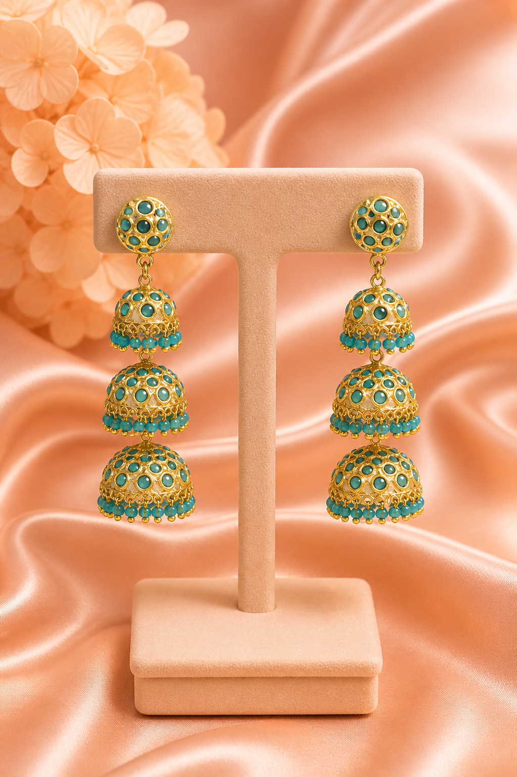 Zareen Feroza Tiered Jhumkas