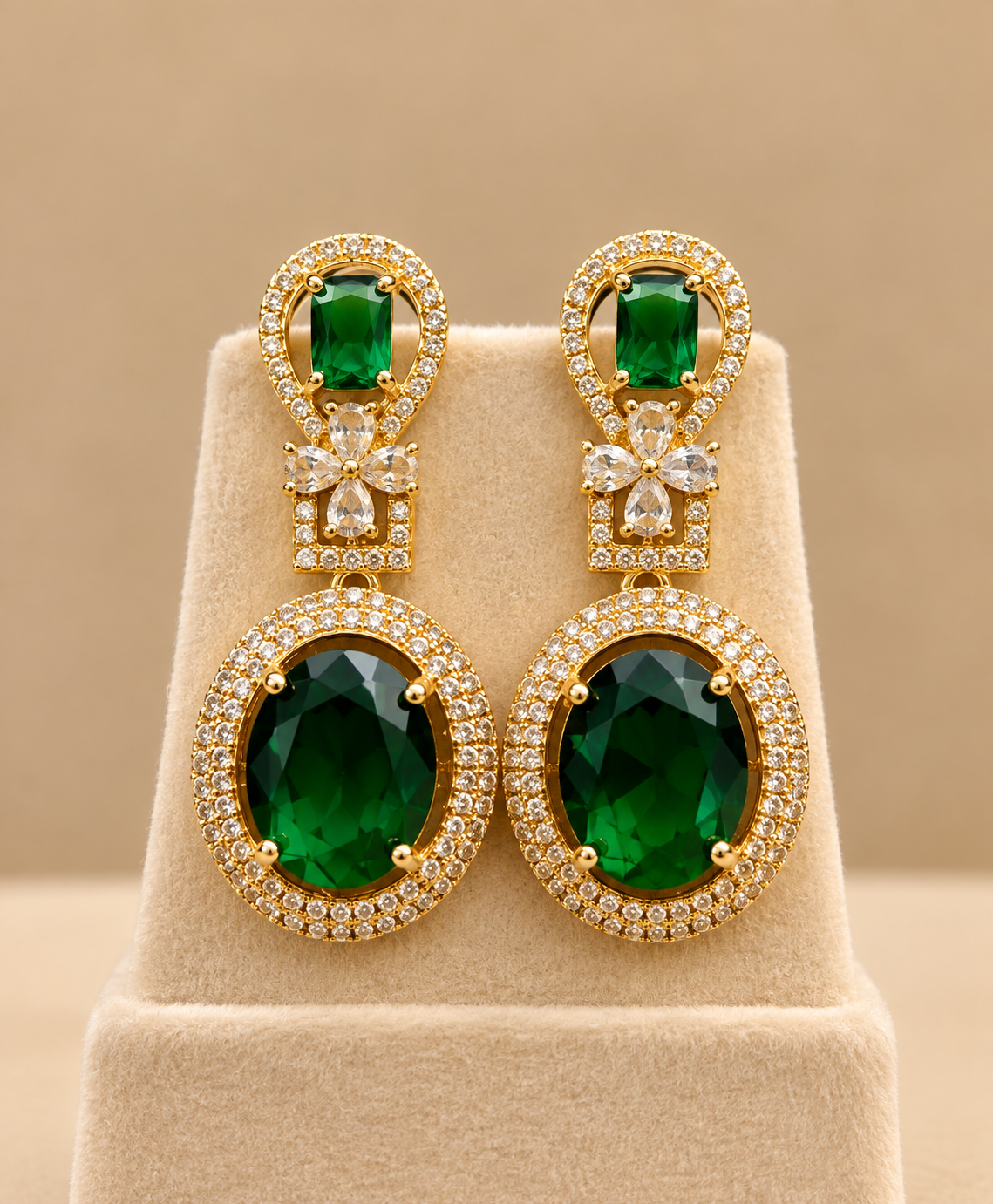 Emerelle Green American Diamond Earrings