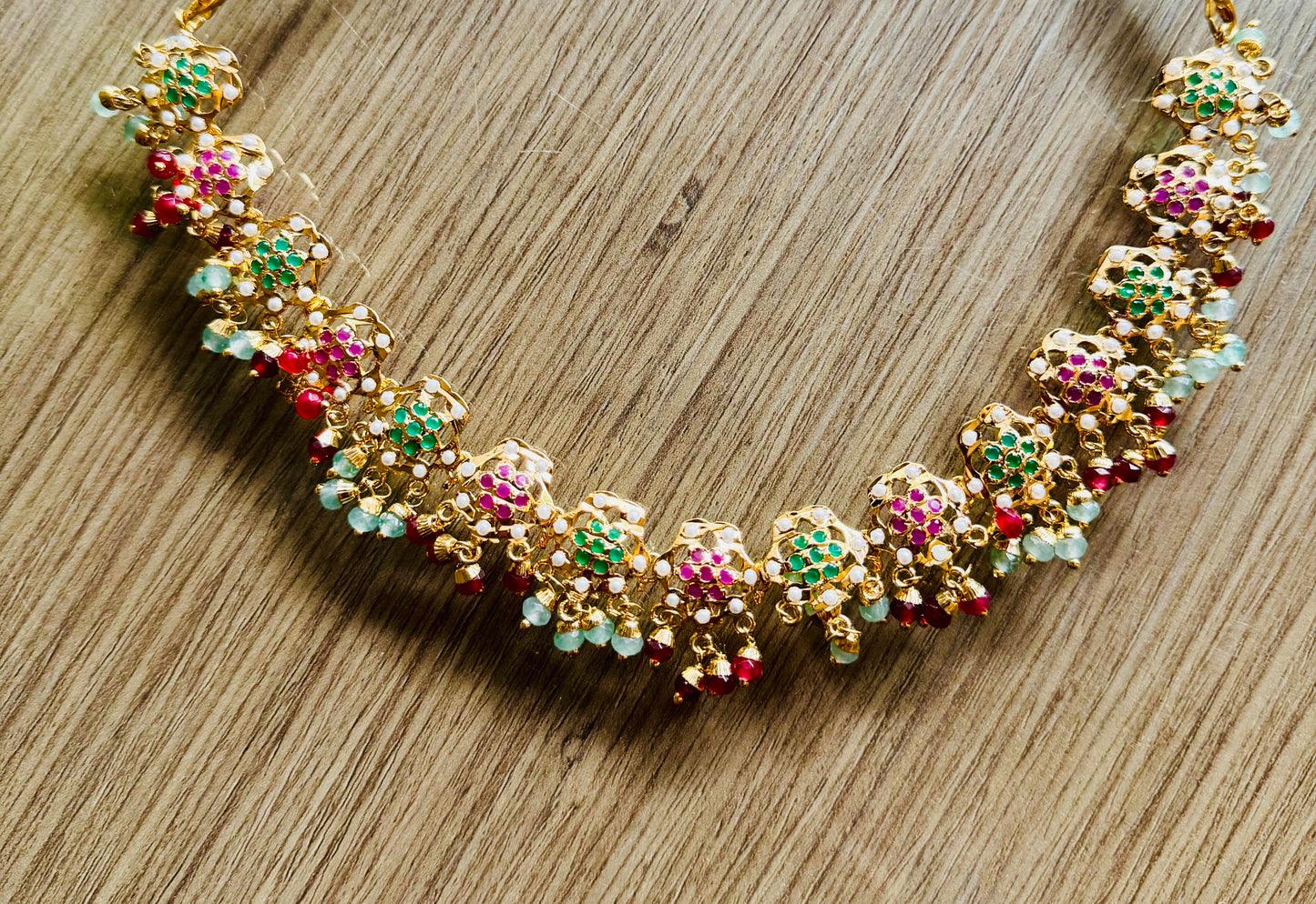 Multicoloured Mughal Jadau Necklace Set