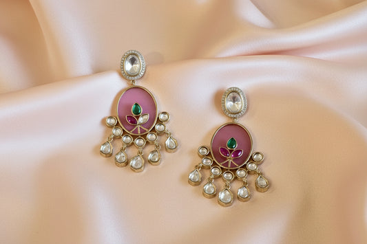 Pink Eclat Kundan Jewellery Set