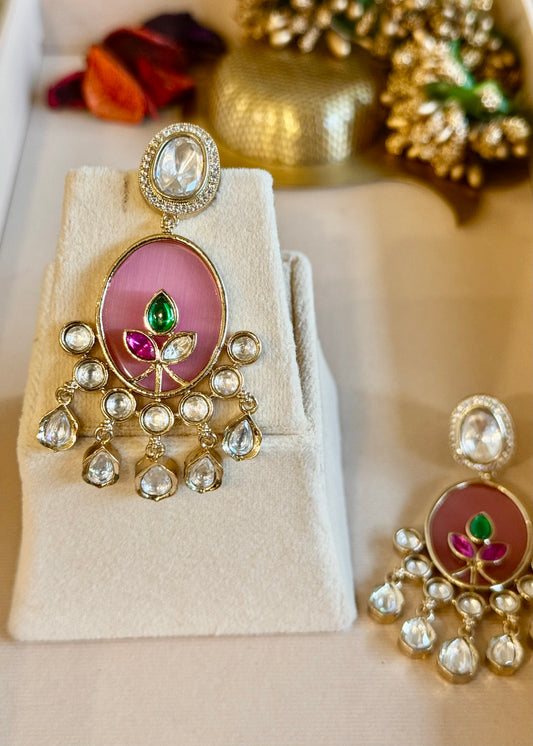 Pink Eclat Kundan Jewellery Set