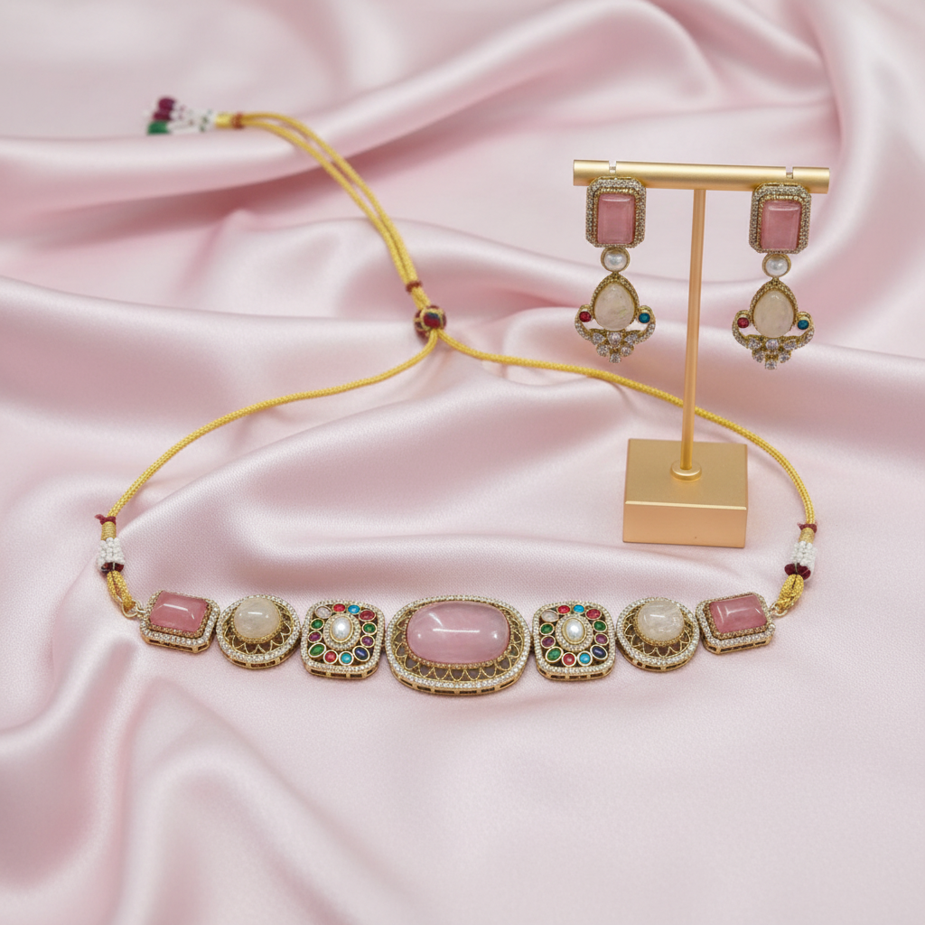 Mehr Rose Polki Choker Set
