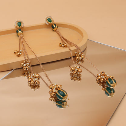 Aurelle Cascade Emerald Long Earrings