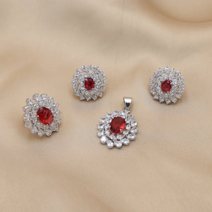 Ravisha Ruby American Diamond Pendant Set