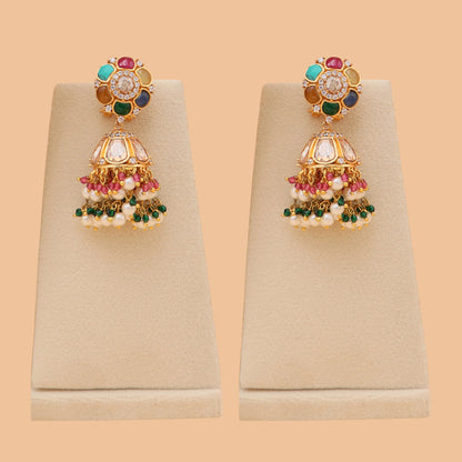 Saanjh Navratan Jhumka Earrings