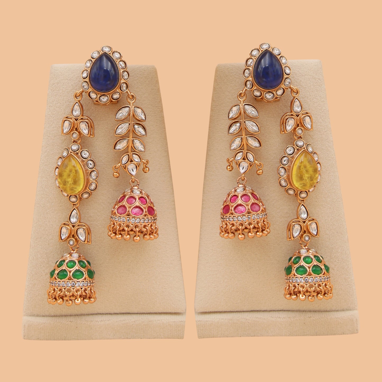 Ishira Kundan Double Jhumkas
