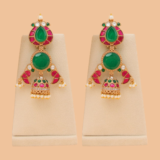 Vihana Emerald Jhumkas